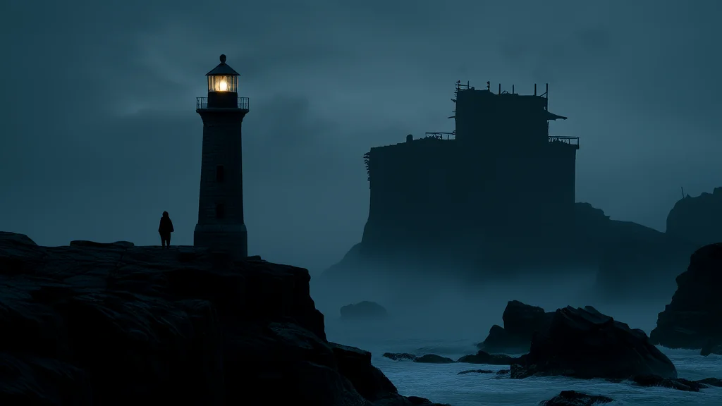 The Man in the Gray Suit and the Secret of the Abandoned Lighthouse - Weird Tales Illustration