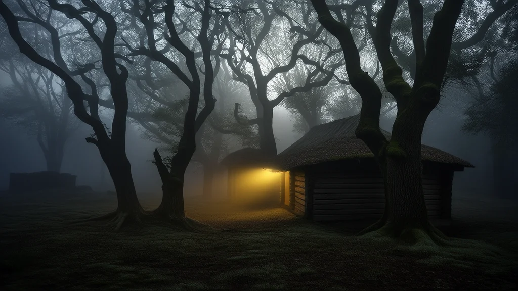 雾影村夜语，雾灵现身引迷途 - Weird Tales Illustration