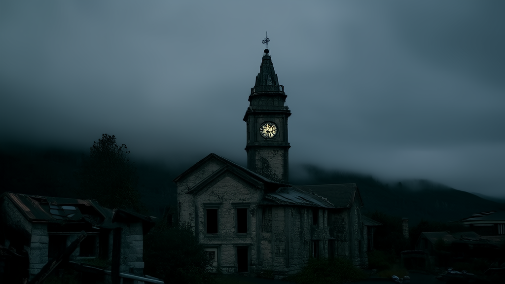 The Whispering Clock That Ticks Without a Hand and Haunts the Silent Town - Weird Tales Illustration