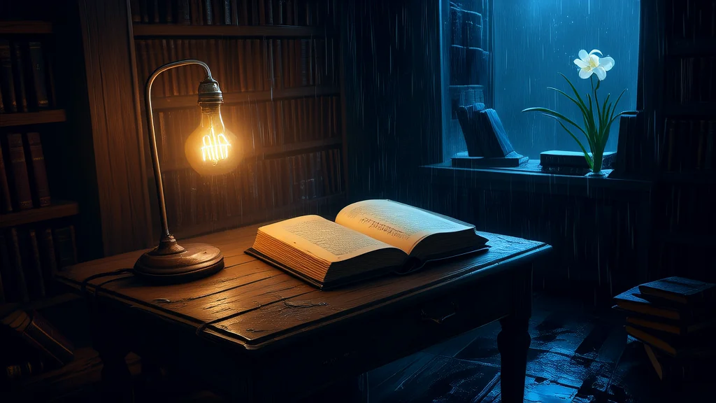 雨夜旧书现暗语，影之门悄然降临 - Weird Tales Illustration