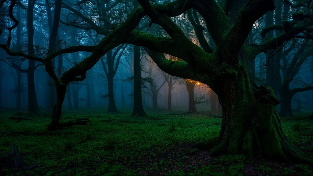 The Secret of the Hollow Tree: Whispers from the Edge of Eldergrove's Forest - Weird Tales Illustration