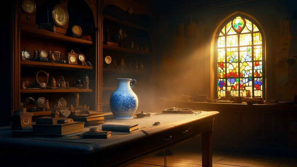 镜心瓶与湖面梦魇 - Weird Tales Illustration