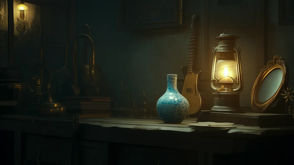 青瓷影瓶：午夜浮现的欲望之影 - Weird Tales Illustration