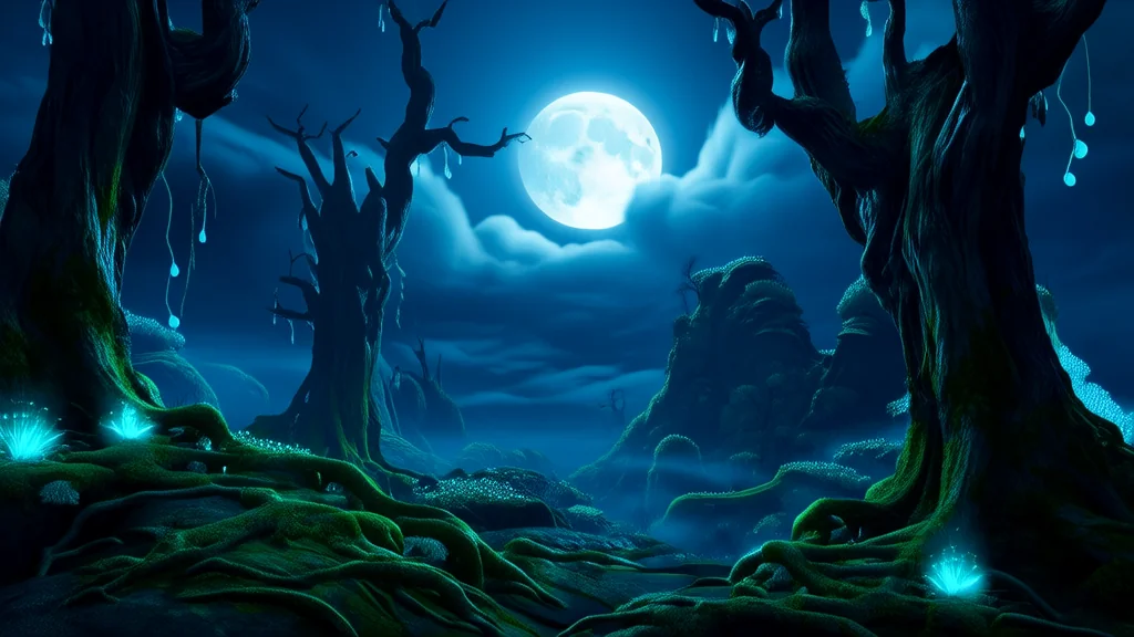 月圆夜，青溪村的低语 - Weird Tales Illustration