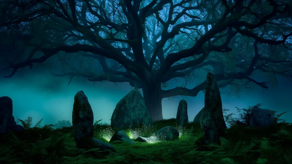 The Whispering Trees of Eldergrove and the Secret of the Circle of Echoes - Weird Tales Illustration