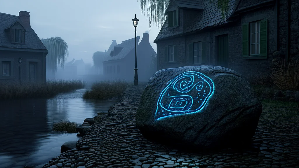 深秋晨雾中的记忆之石 - Weird Tales Illustration