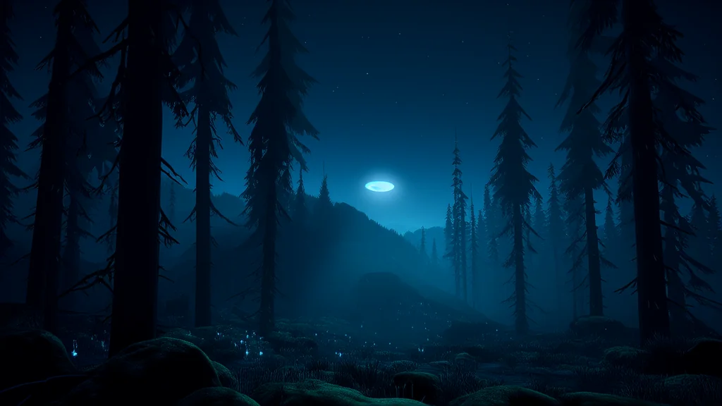 银光坠山林，神秘飞船现奇景 - Weird Tales Illustration