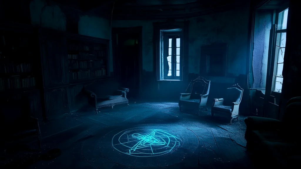 废弃老宅中的神秘符号与幽光石头 - Weird Tales Illustration