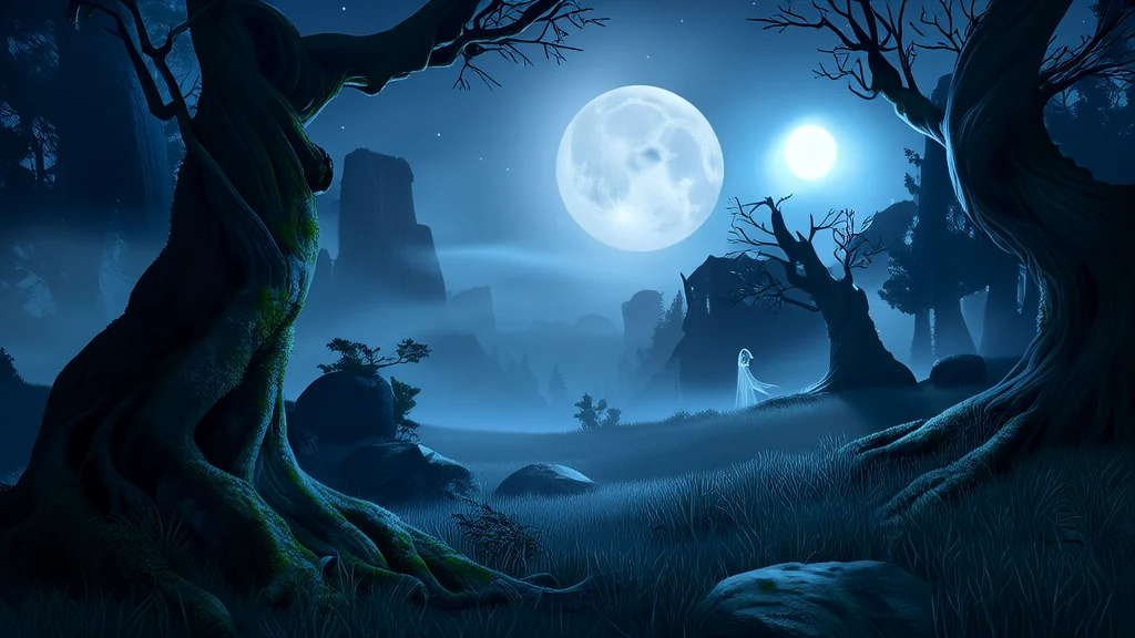 Whispers in the Fog: The Wraithbeast That Stalks the Moonlit Valley - Weird Tales Illustration