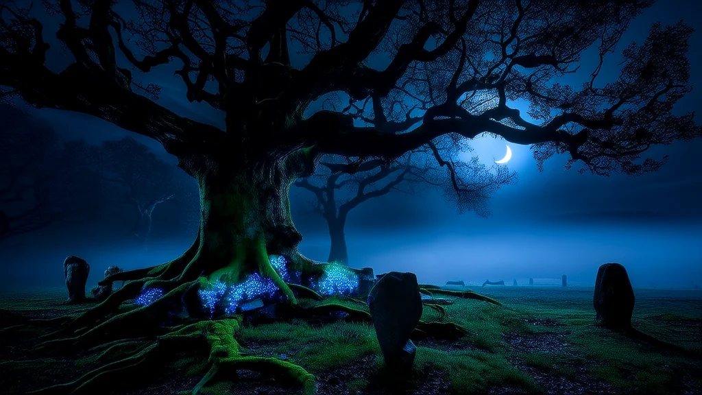 Whispers Beneath the Moss: The Forgotten Curse of Elmstone Circle - Weird Tales Illustration