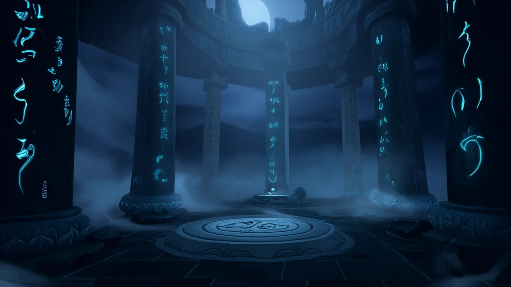 月圆古庙现幽影，禁忌符号锁魂魄 - Weird Tales Illustration