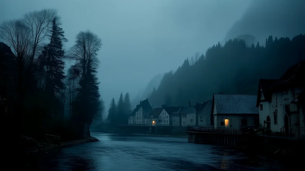 Whispers of the River and the Watchful Silence of Elmhollow - Weird Tales Illustration