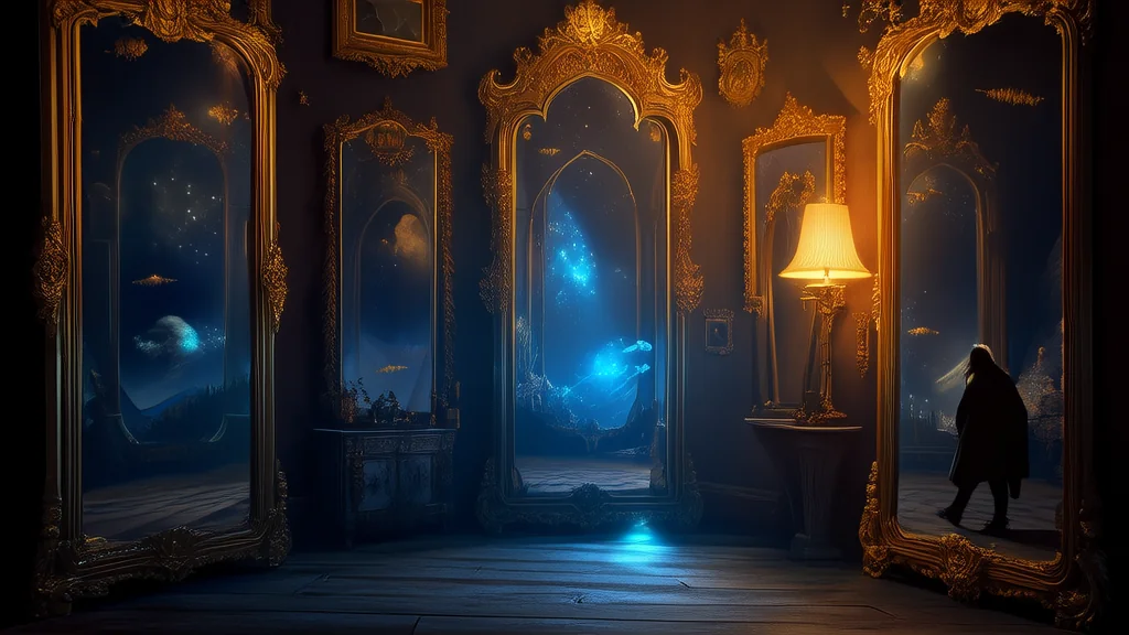 镜之彼岸：异界倒影的低语 - Weird Tales Illustration