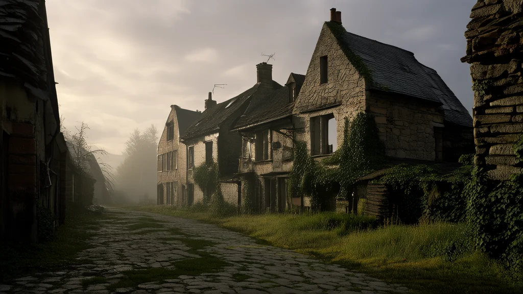 Whispers in the Silence of Hollowbrook: A Woman's Journey Through a Forgotten Town - Weird Tales Illustration