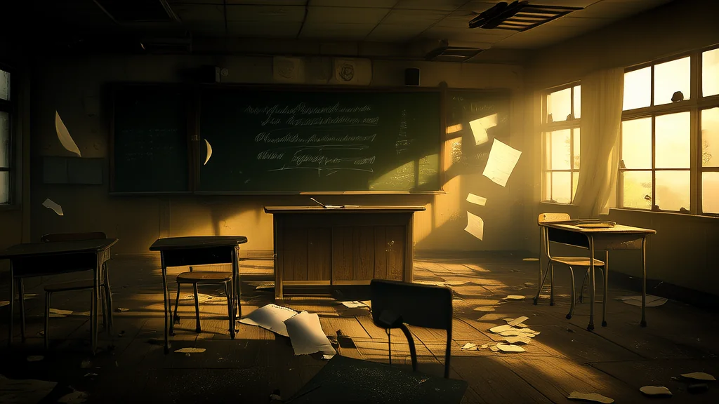 午夜教室的灯光与消失的粉笔字 - Weird Tales Illustration