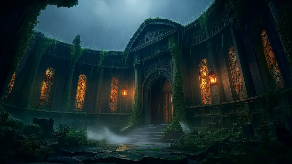 Whispers in the Ivy: The Forgotten Library and the Stormy Night That Changed Everything - Weird Tales Illustration