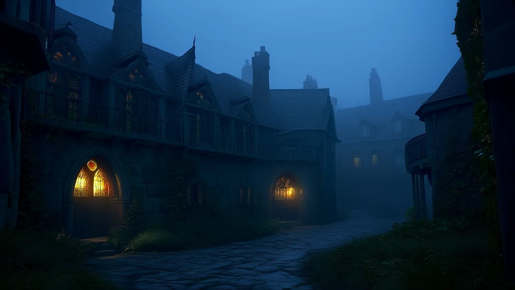 The Whispering Library: Secrets Hidden in the Fog of Elmsworth - Weird Tales Illustration