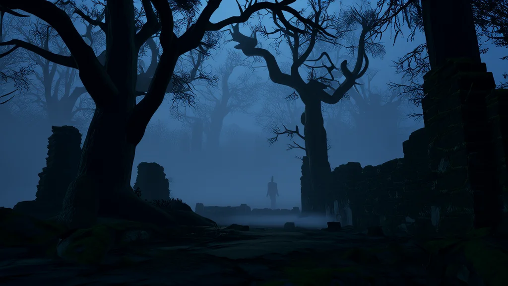 The Watcher of Black Hollow: A Shadow That Moved in the Silence of the Fog - Weird Tales Illustration