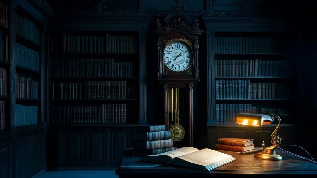 The Clock That Stopped at 5:17 and the Librarian Who Knew Its Secret - Weird Tales Illustration