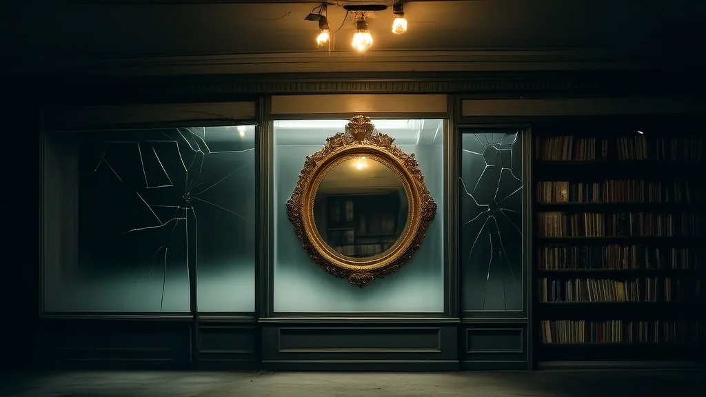 The Mirror in the Forgotten Shop and the Cold Touch of Something Unknown - Weird Tales Illustration