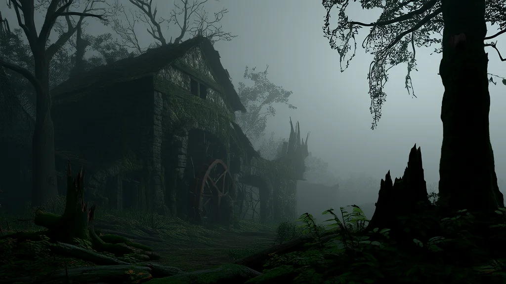 Whispers in the Moss: The Secret Symbols of Eldergrove's Forgotten Mill - Weird Tales Illustration