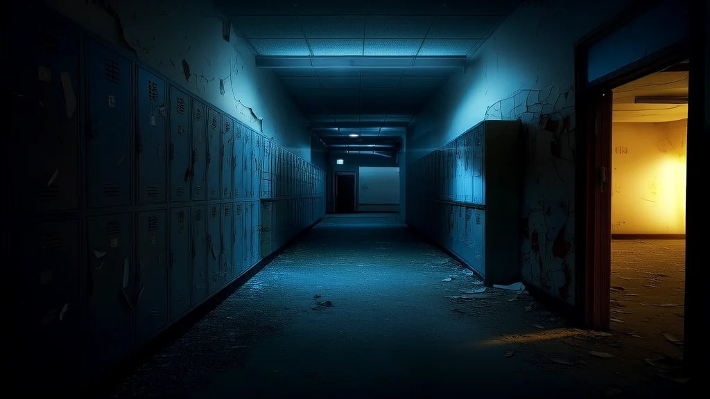 The Girl Who Walks the Halls at Midnight in the Abandoned High School - Weird Tales Illustration