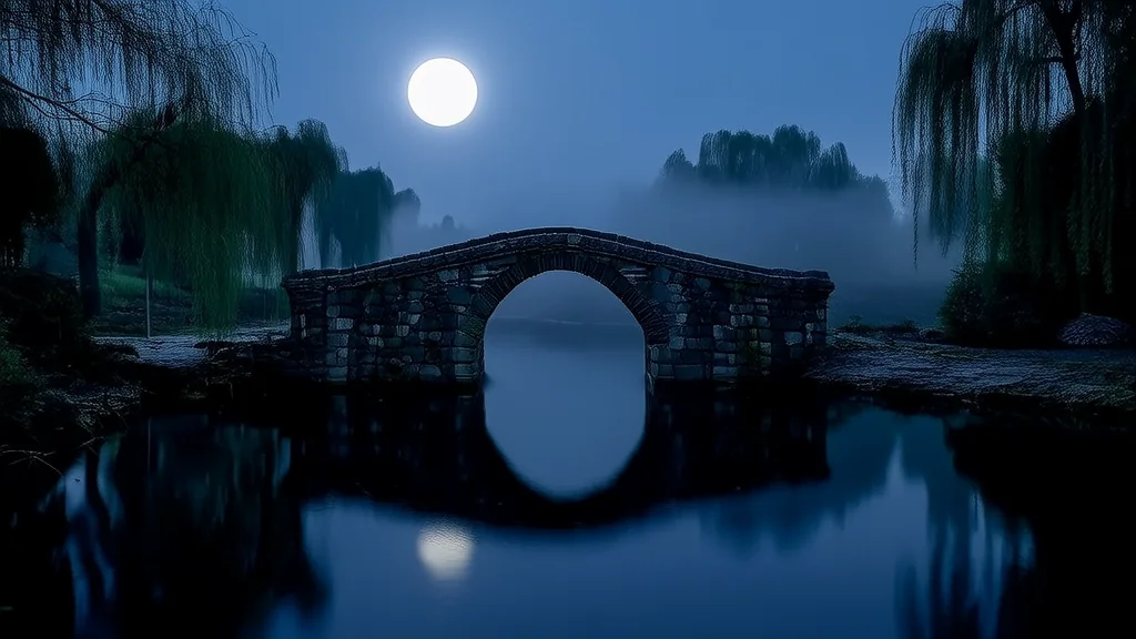 月圆夜，望月桥下的低语 - Weird Tales Illustration