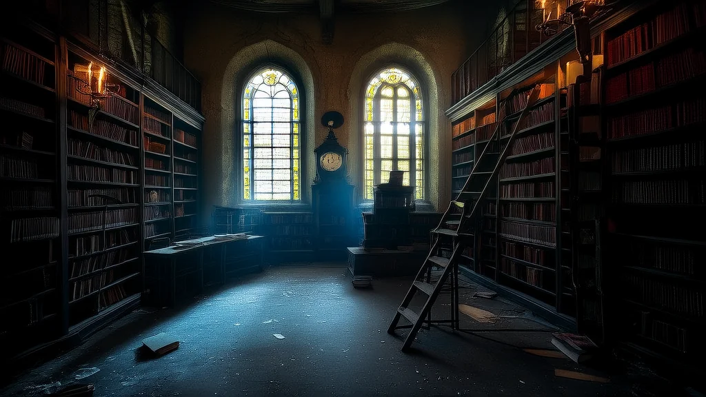 The Clock That Rings at 8:17 in the Abandoned Library No One Understands - Weird Tales Illustration