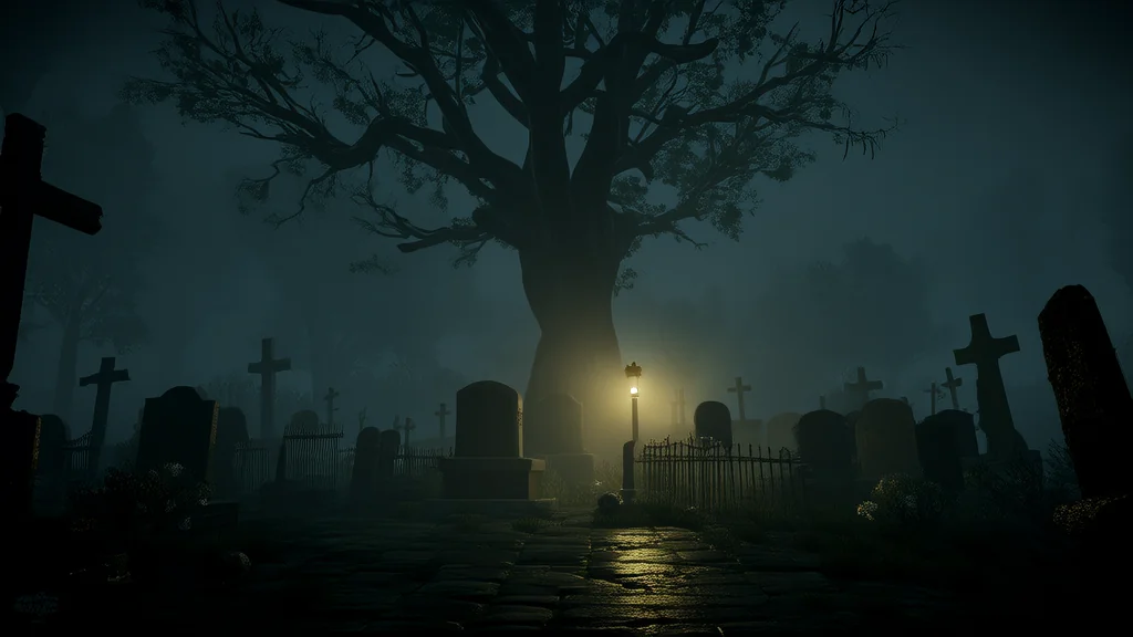 The Vanishing of Eli and the Whispering Cemetery in Elmsworth - Weird Tales Illustration