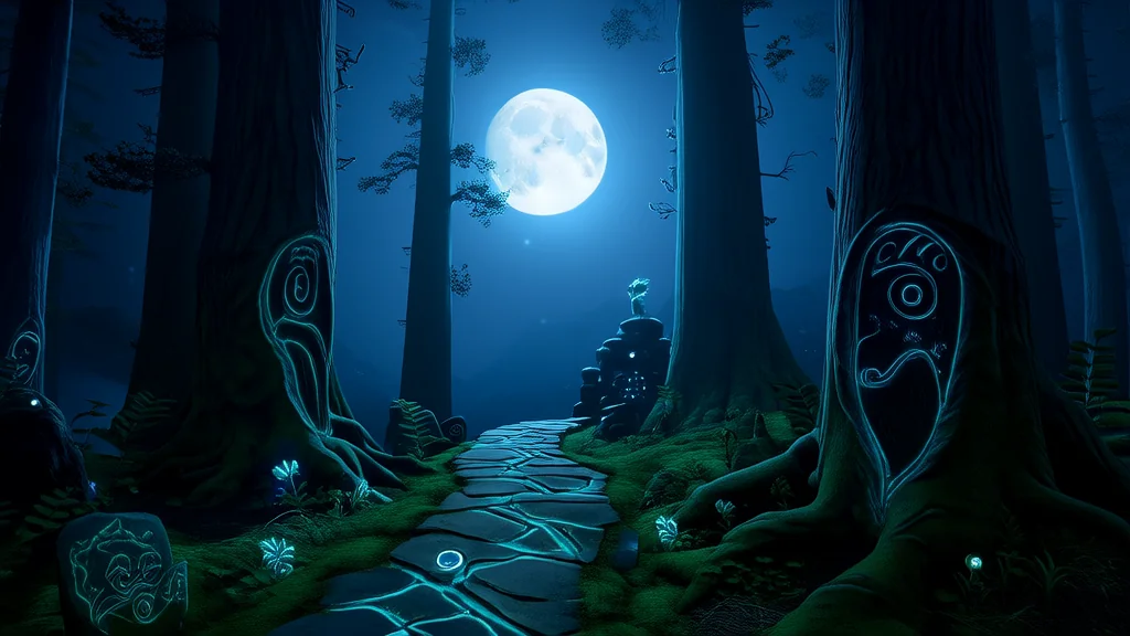 月圆雾林，神秘生物现身 - Weird Tales Illustration