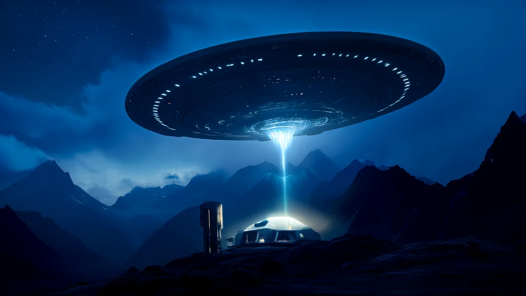 夏夜观星台，神秘光束与消失的星空 - Weird Tales Illustration