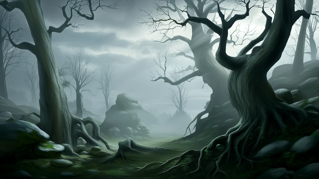 Whispers of Elowen Hollow: The Boy Who Wandered Beyond the Mist - Weird Tales Illustration