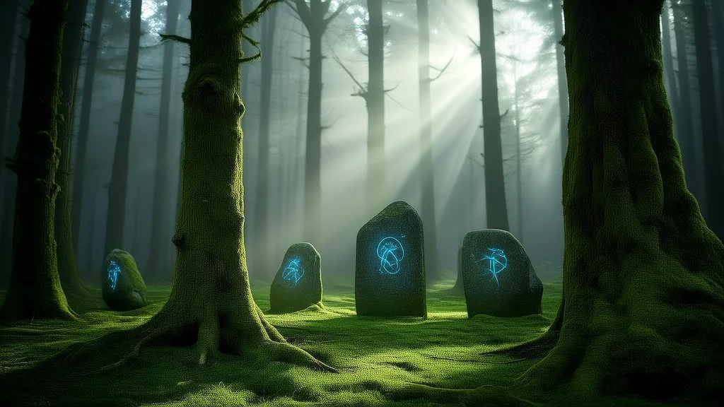 雾林低语：消失的教师与神秘符号 - Weird Tales Illustration