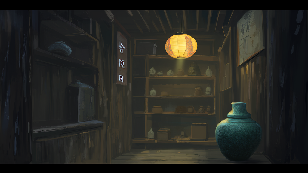 青瓷花瓶与消失的旧货店 - Weird Tales Illustration