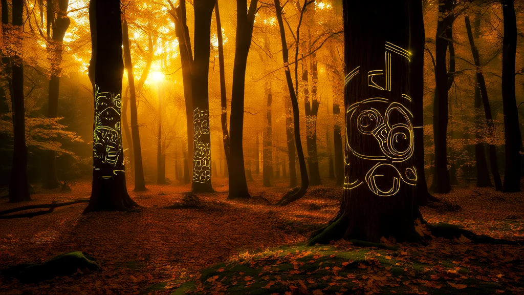 Whispers in the Leaves: The Mysterious Symbols of Elmhollow Every Autumn - Weird Tales Illustration