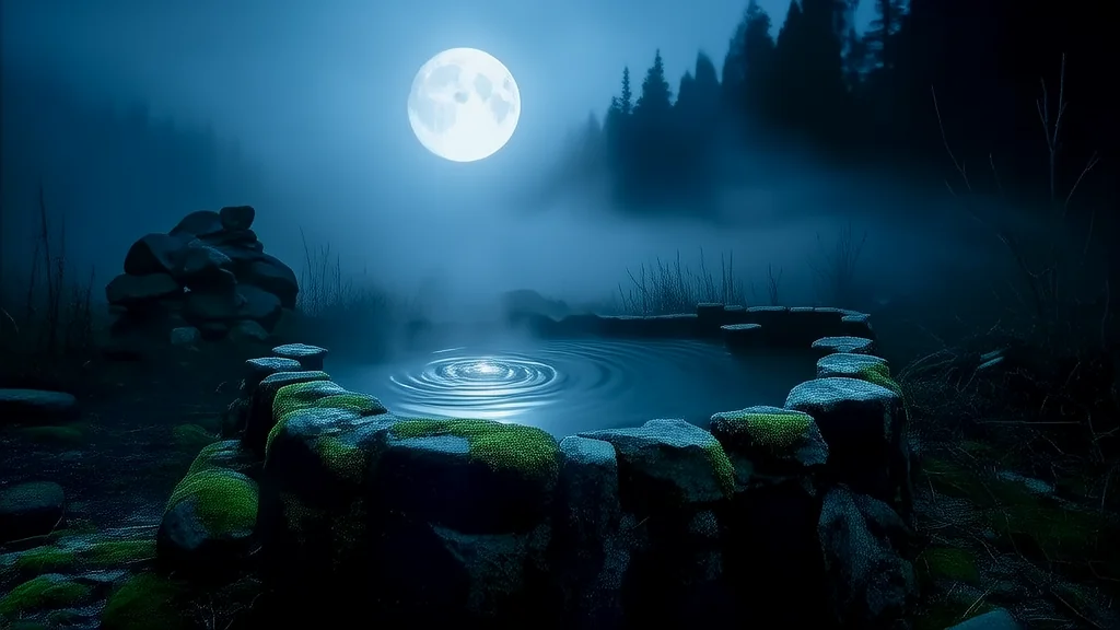 月圆夜，井中影子窥视我 - Weird Tales Illustration