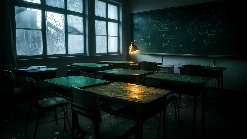 午夜空教室的神秘脚步声 - Weird Tales Illustration