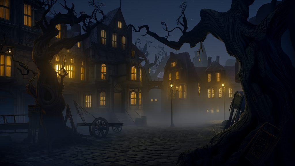 The Clock That Stole Time From Elmsworth and Left a Town in Perpetual Twilight - Weird Tales Illustration