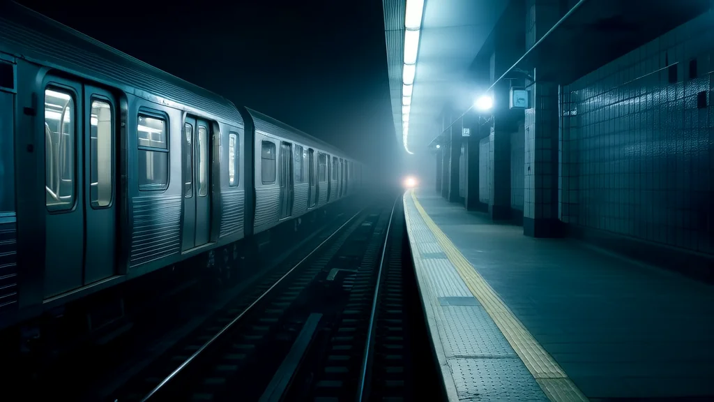 深夜地铁的诡异低语：影子变长后的神秘消失 - Weird Tales Illustration