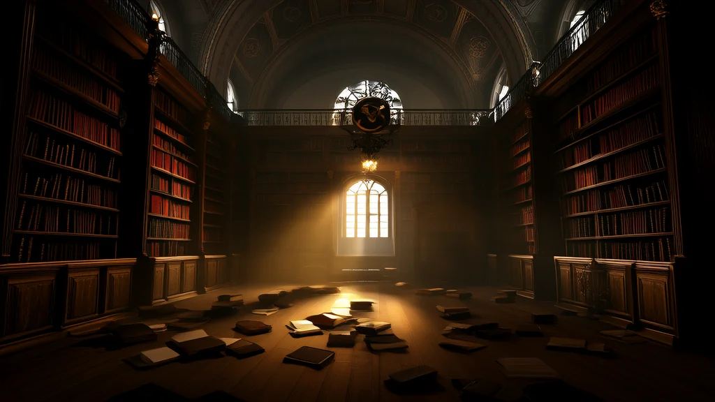 The Clock That Stops at 6:07 Every Morning in the Whispering Library - Weird Tales Illustration