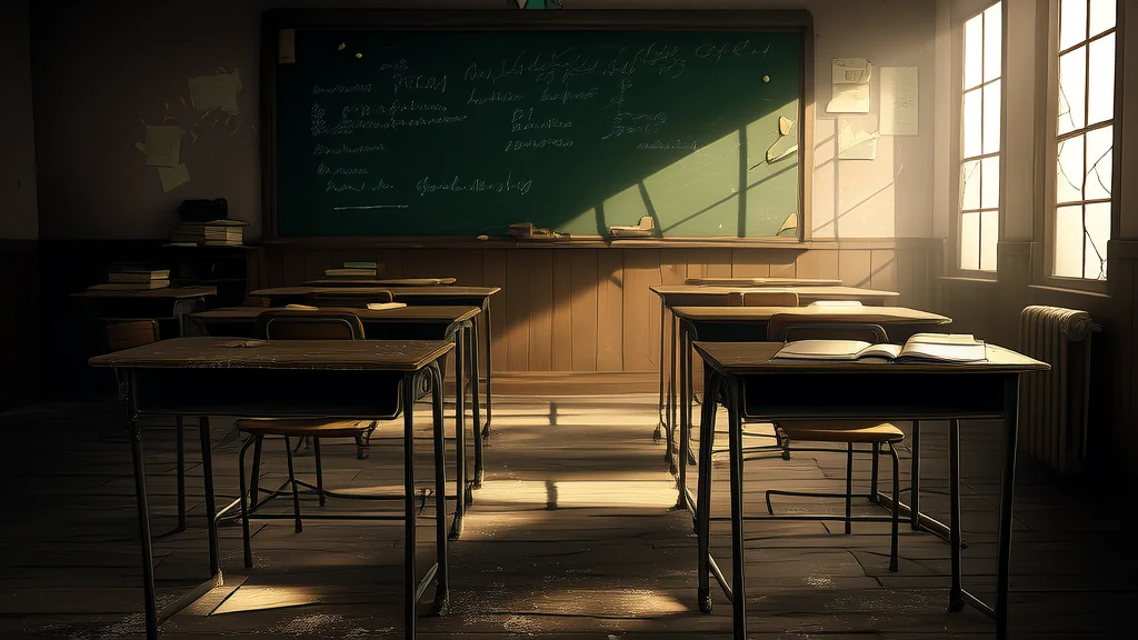 月圆夜，教室里的白裙女孩 - Weird Tales Illustration