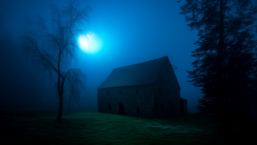 The Silent Glow Above Eldergrove: A Teen's Unexplainable Encounter at the Old Mill - Weird Tales Illustration