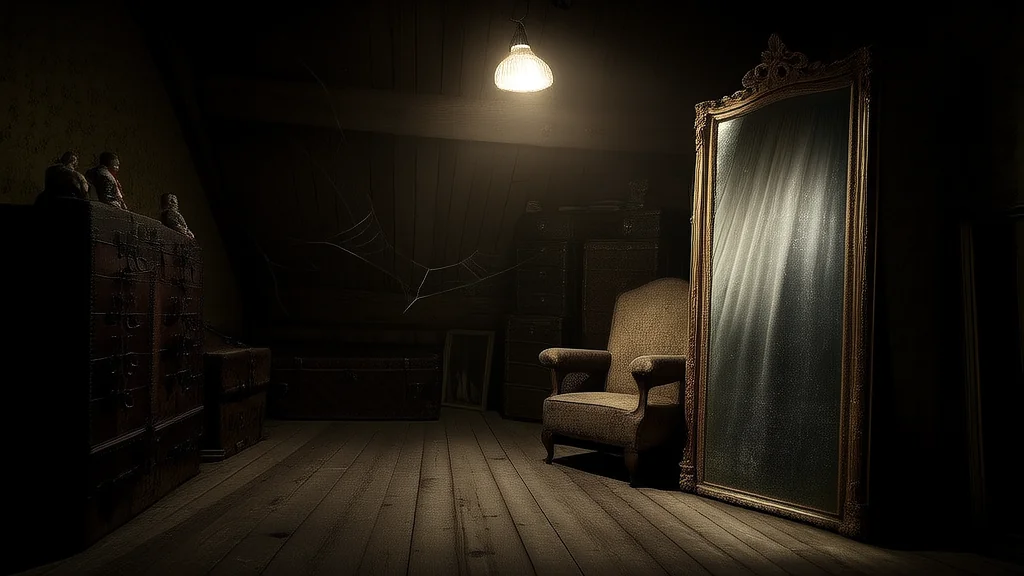 The Forgotten Mirror in the Attic That Reflected a Secret Never Meant to Be Seen - Weird Tales Illustration