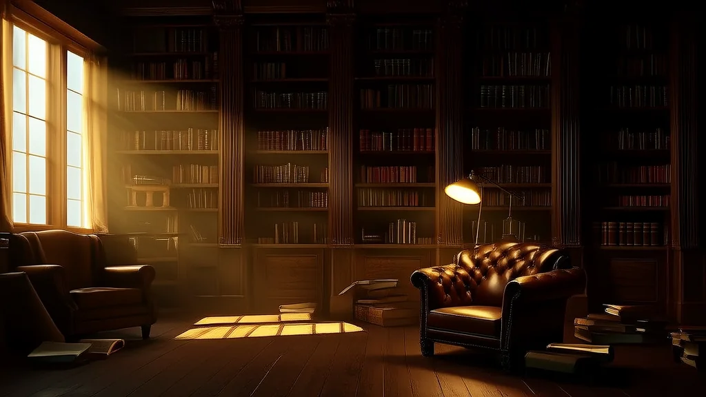 深夜图书馆的神秘低语 - Weird Tales Illustration