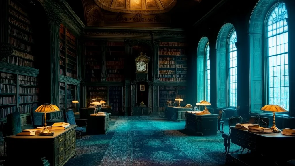 The Clock That Ticks One Minute Late and the Librarian Who Never Left - Weird Tales Illustration