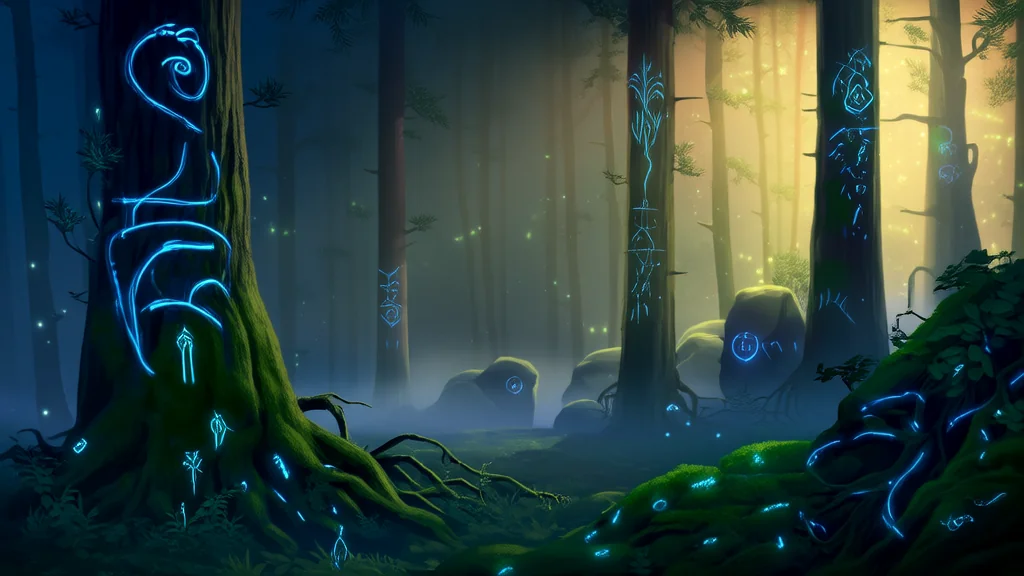 Whispers in the Woods: The Mysterious Symbols That Changed Elara's Life Forever - Weird Tales Illustration