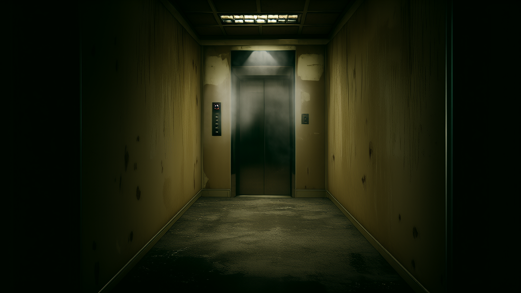The Secret of the Seventh Floor and the Whispering Elevator in the Forgotten Office Building - Weird Tales Illustration