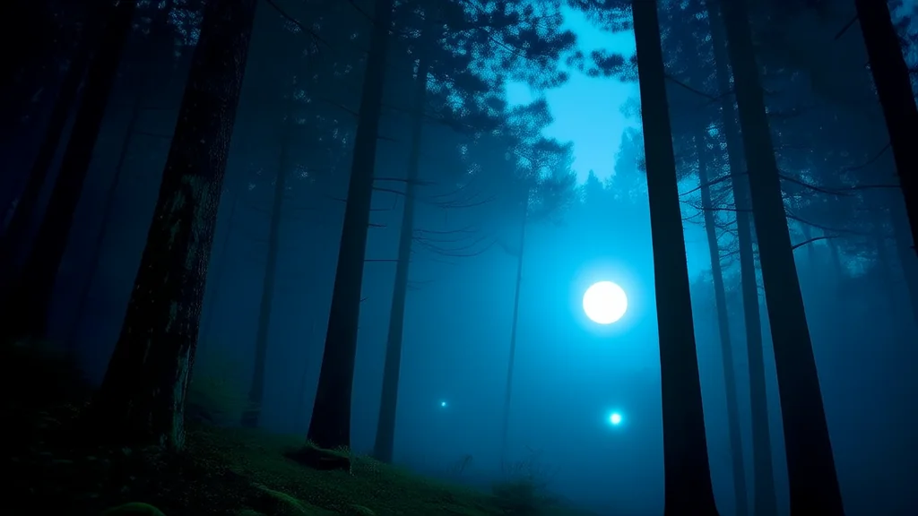 雾隐村月夜低语，少年遇神秘蓝影 - Weird Tales Illustration